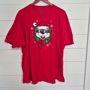 Buc-Ees Christmas 2024 T-Shirt Red 2XL Santa Beaver Wreath & Tree Graphics 100%